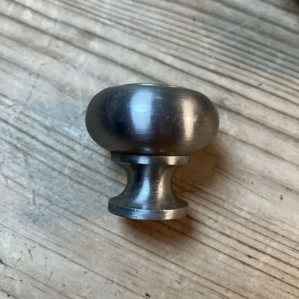 Lot Of 24 1.25 In Brushed Nickel Round Knob Heavy No Screws Previously Used